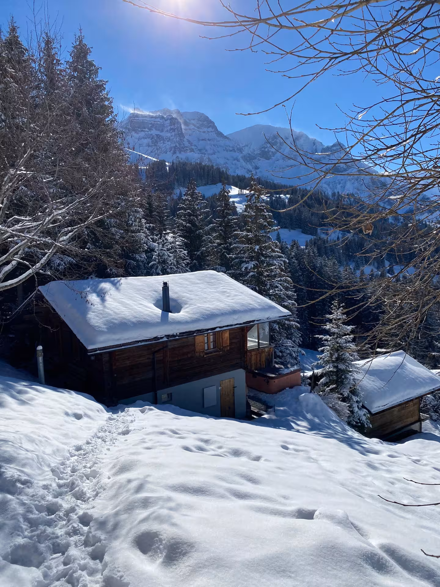 Höchst Chalet in winterlicher Berglandschaft