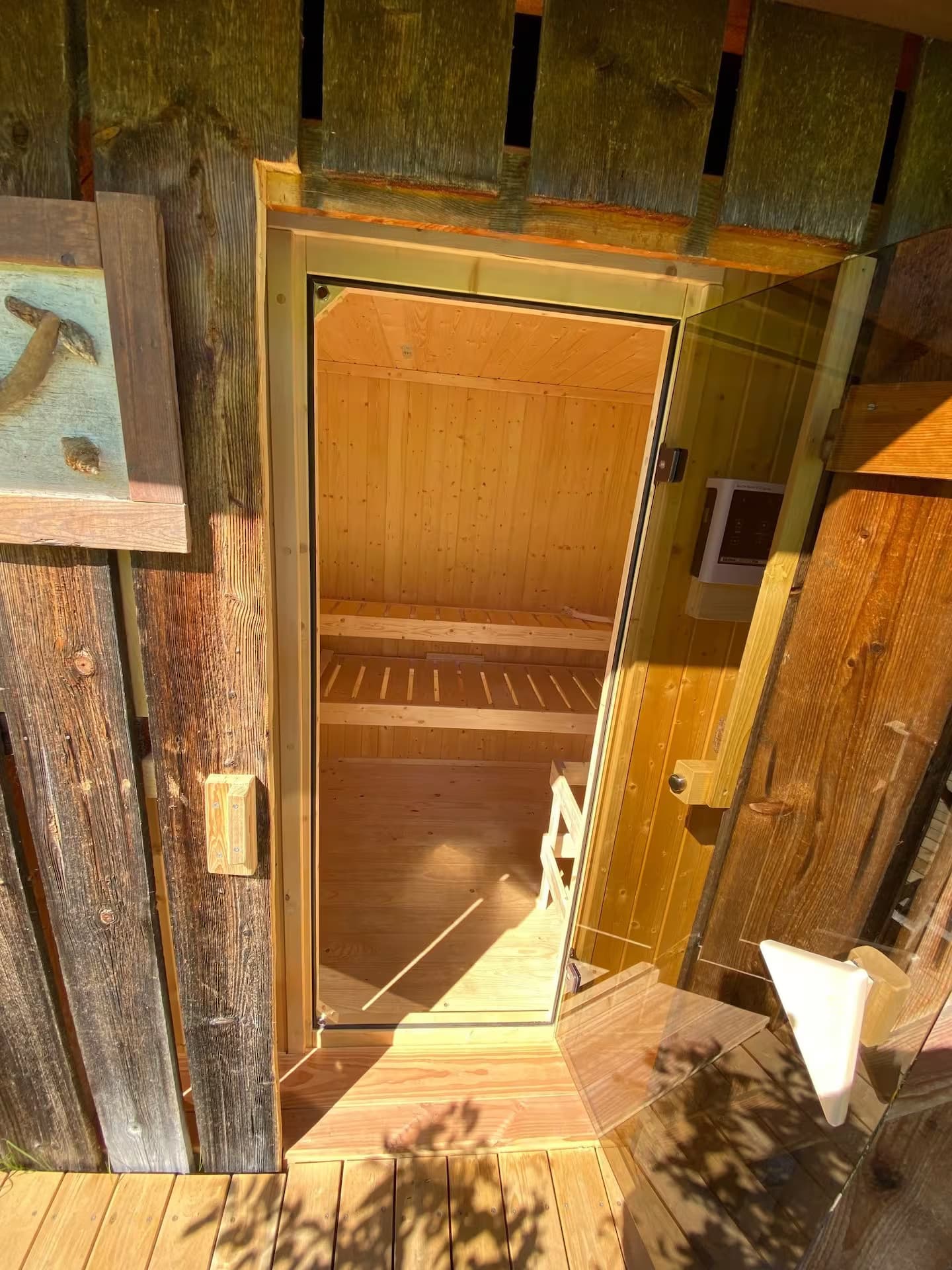 Sauna-Anbau an der Terrasse vom Chalet Heimeli